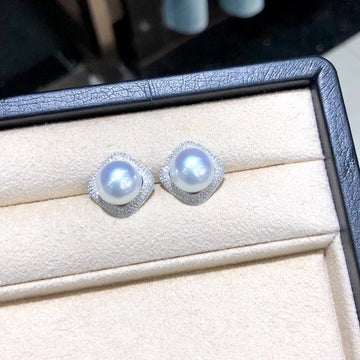 Diamond and South sea pearl ear studs /earrings