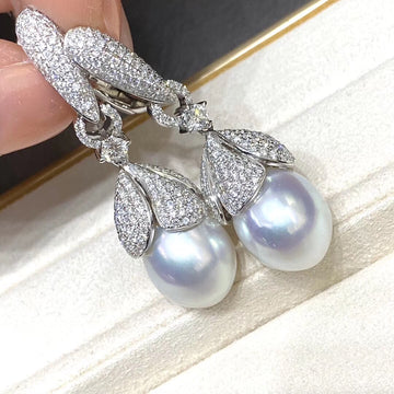 Diamond and South sea pearl earrings