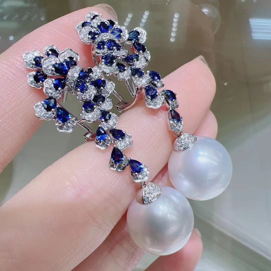 Sapphire & South Sea pearl Earrings