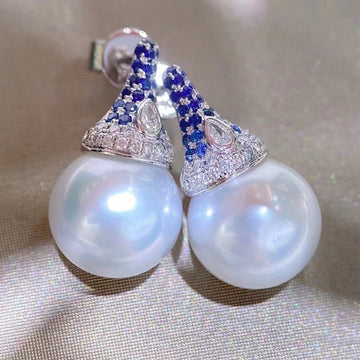 Sapphire & South Sea pearl Earrings