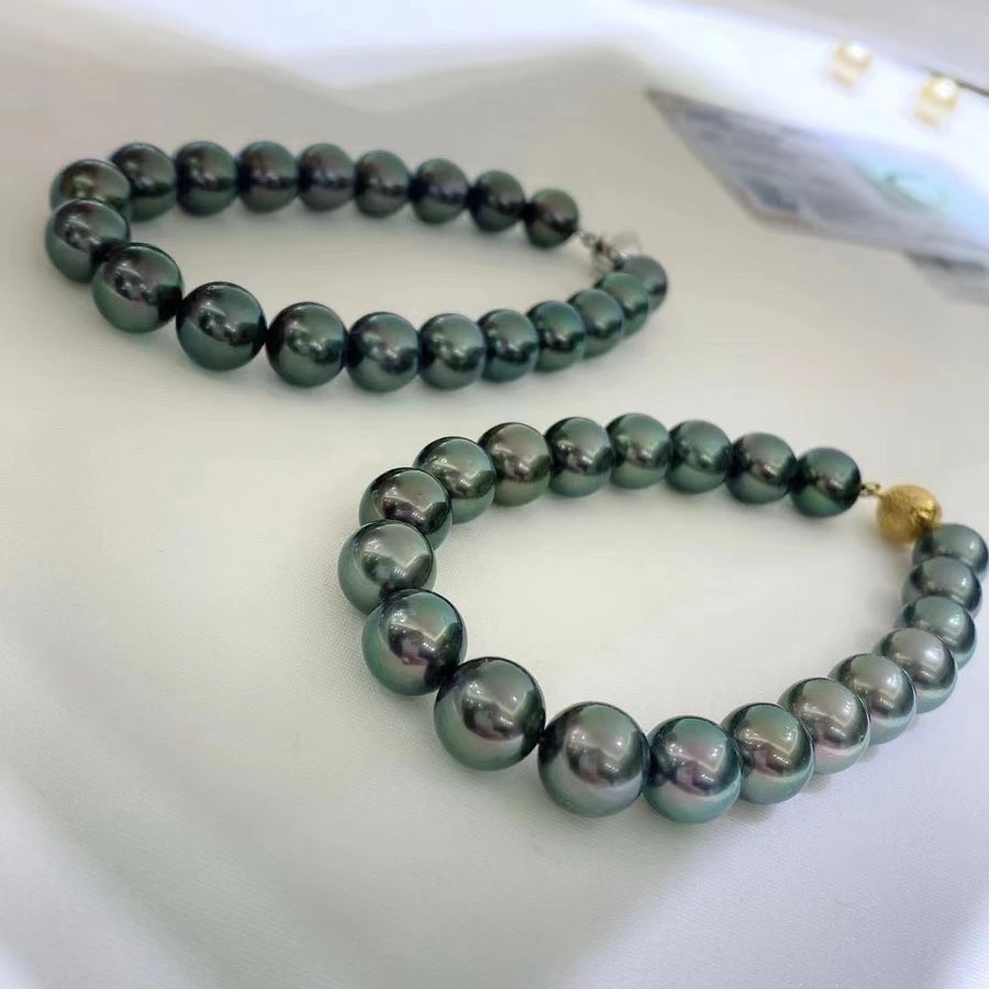PEACOCK Green | 9-10mm Tahitian pearl Bracelet