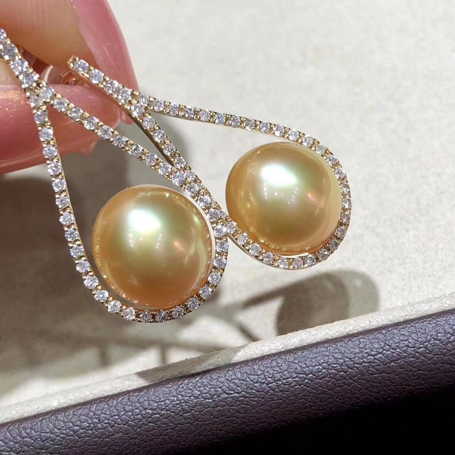 Diamond South Sea Pearl Earrings