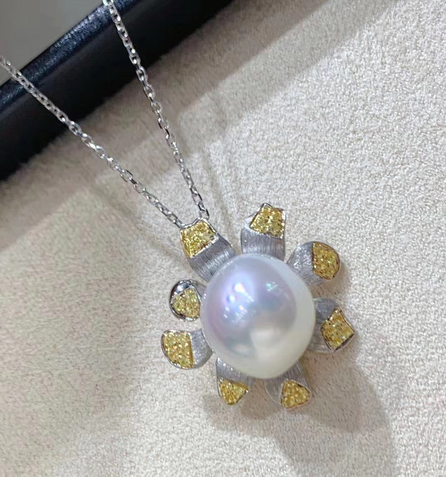 Diamond & South Sea pearl Ear Studs&Pendant&Ring&Bracelet Set