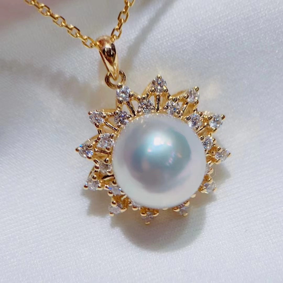 Diamond & South Sea pearl Ear Studs & Ring & Pendant