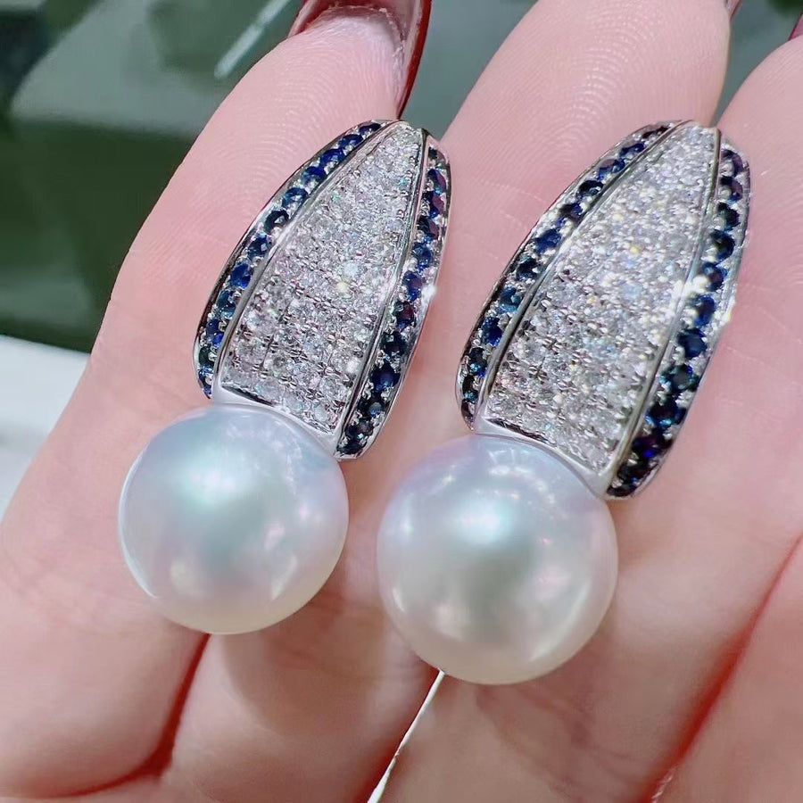 Diamond & South Sea pearl Ear Studs & Ring