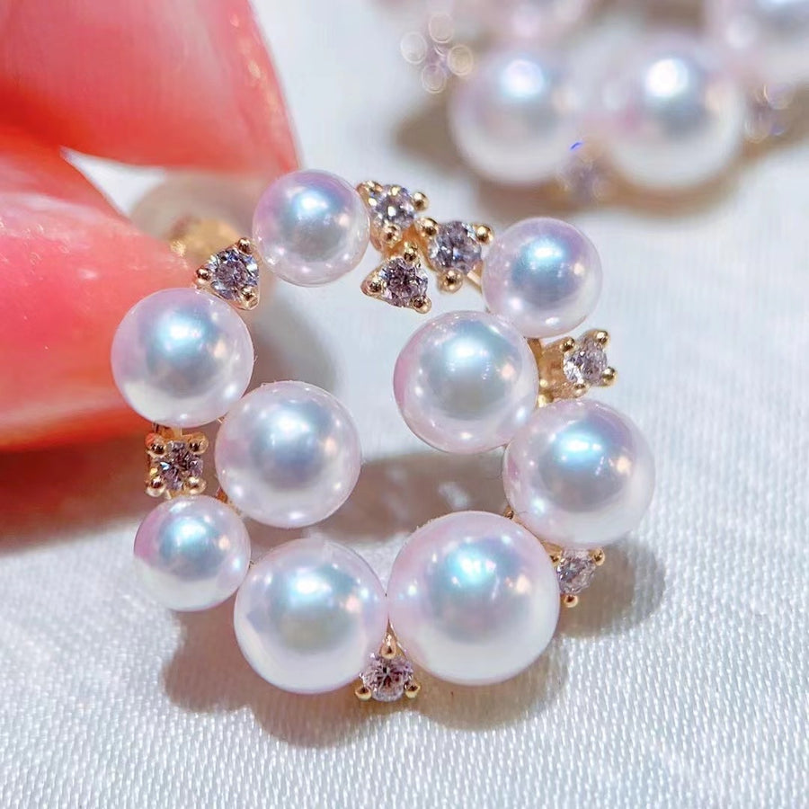 Diamond & Akoya pearl Ear Studs