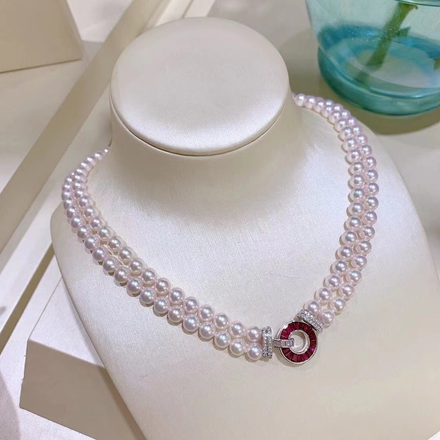 Ruby & Akoya pearl Necklace