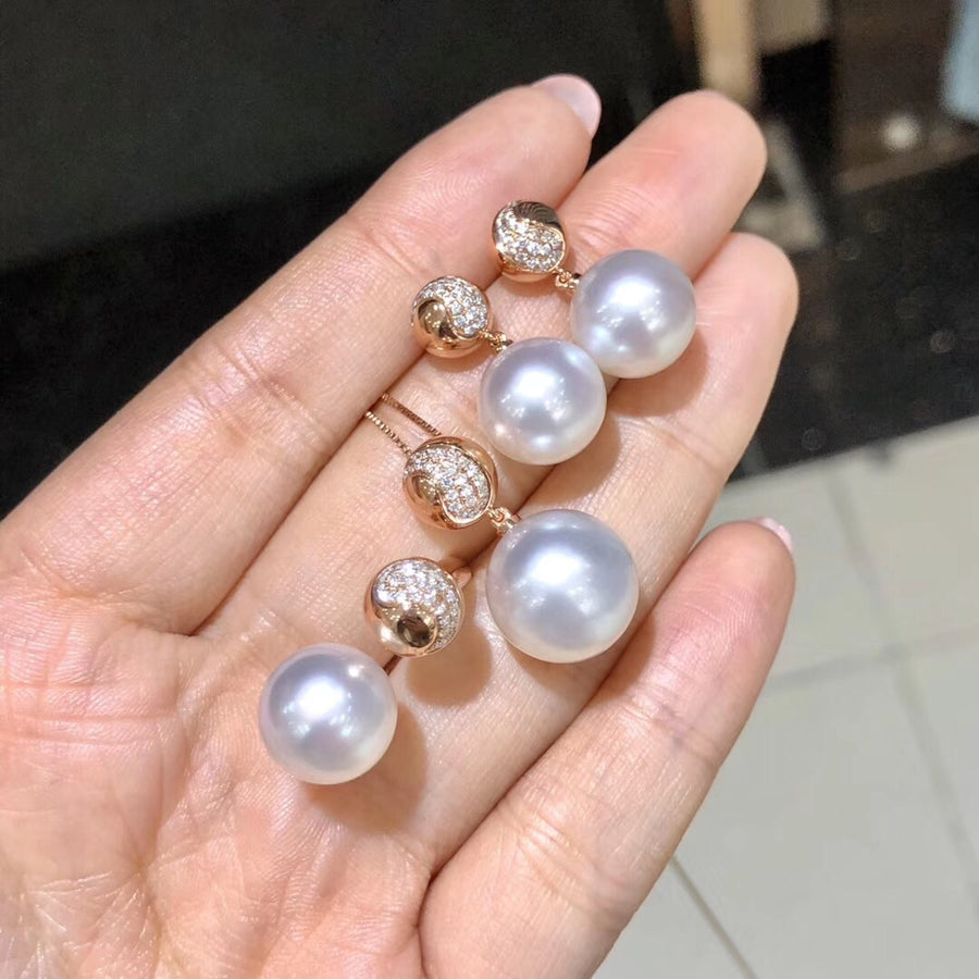 Rose gold south sea pearl jewelry set