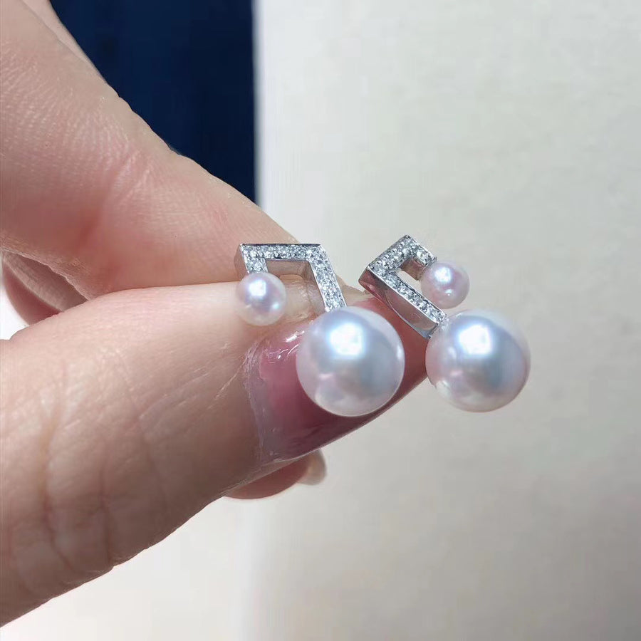 Diamond and Akoya pearl Ear studs