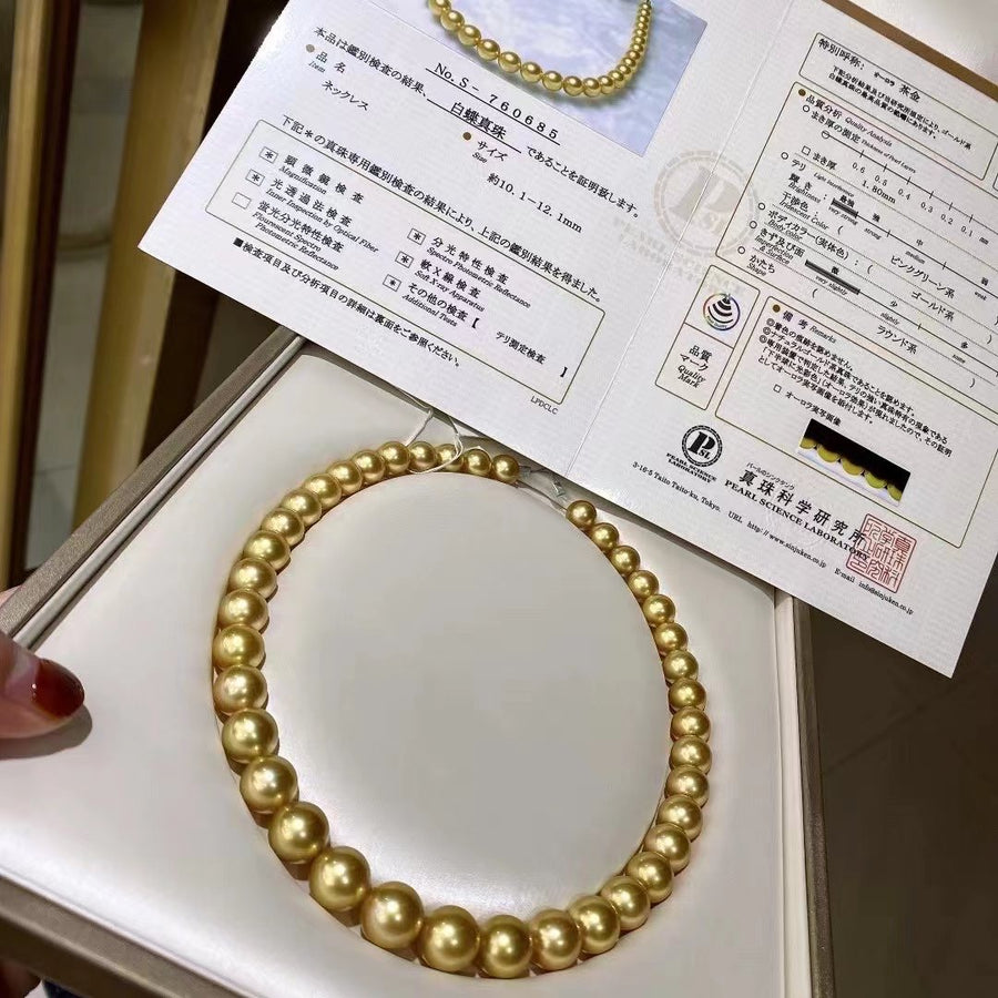 Chakin | 10.1-12.1mm Golden south sea pearl Necklace