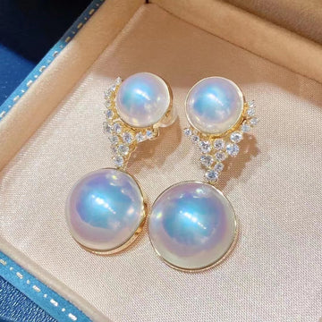 Diamond & MABE pearl Earrings