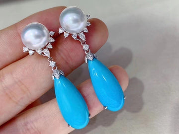 Turquoise & South Sea pearl Earrings