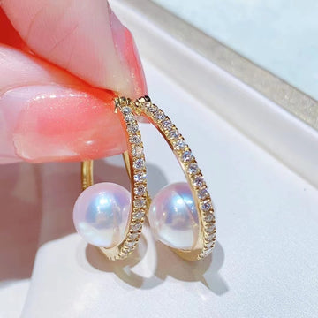 Diamond & Akoya pearl Earrings