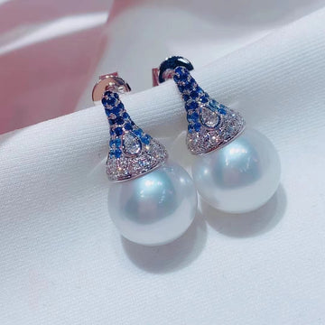 Sapphire & South Sea pearl Earrings