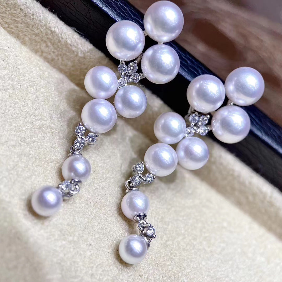 Diamond & Akoya pearl Necklace & Earrings Set