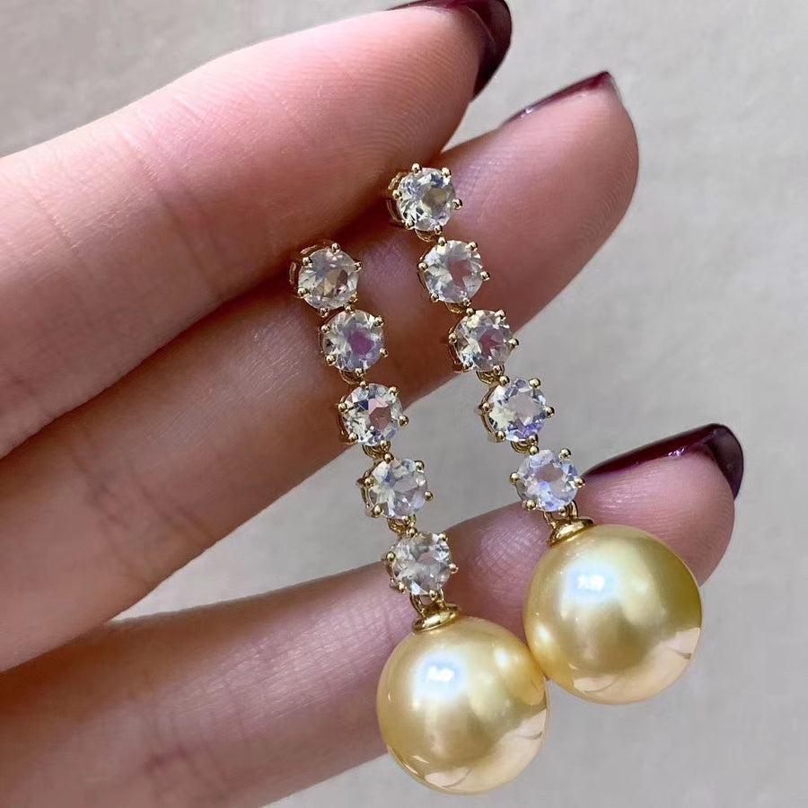 Moonstone & South Sea pearl Earrings