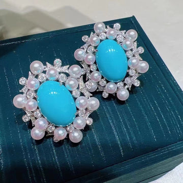 Turquoise & Akoya pearl Earrings