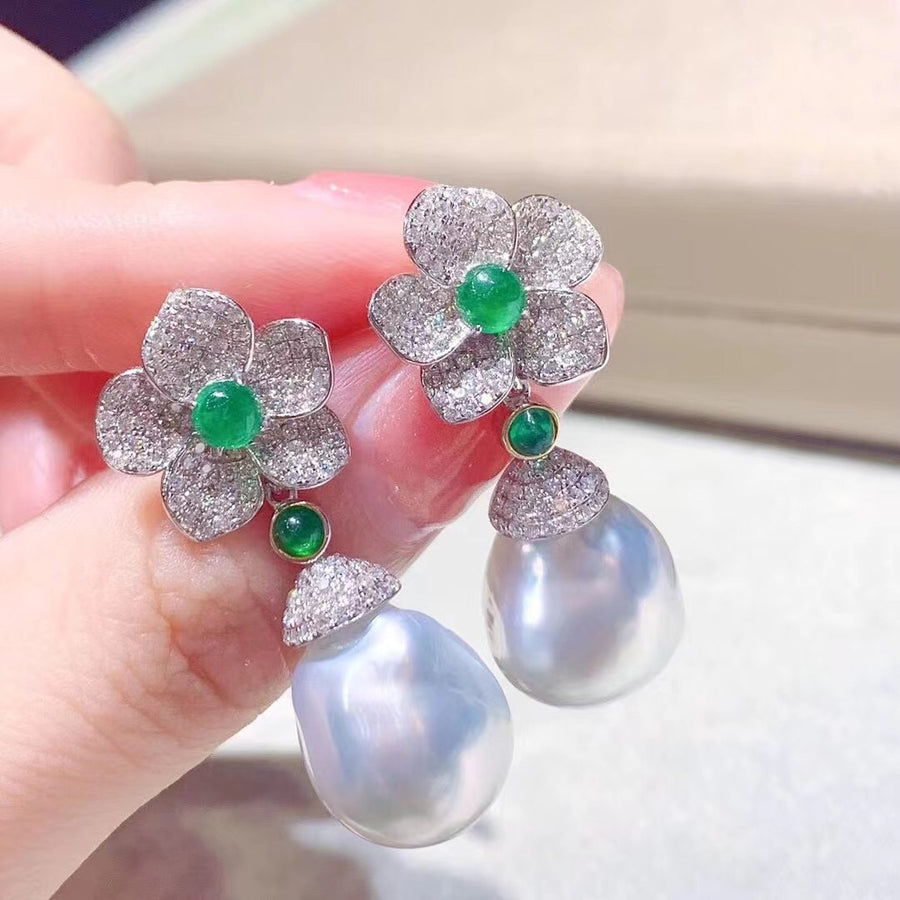 Diamond & South Sea Baroque pearl Earring