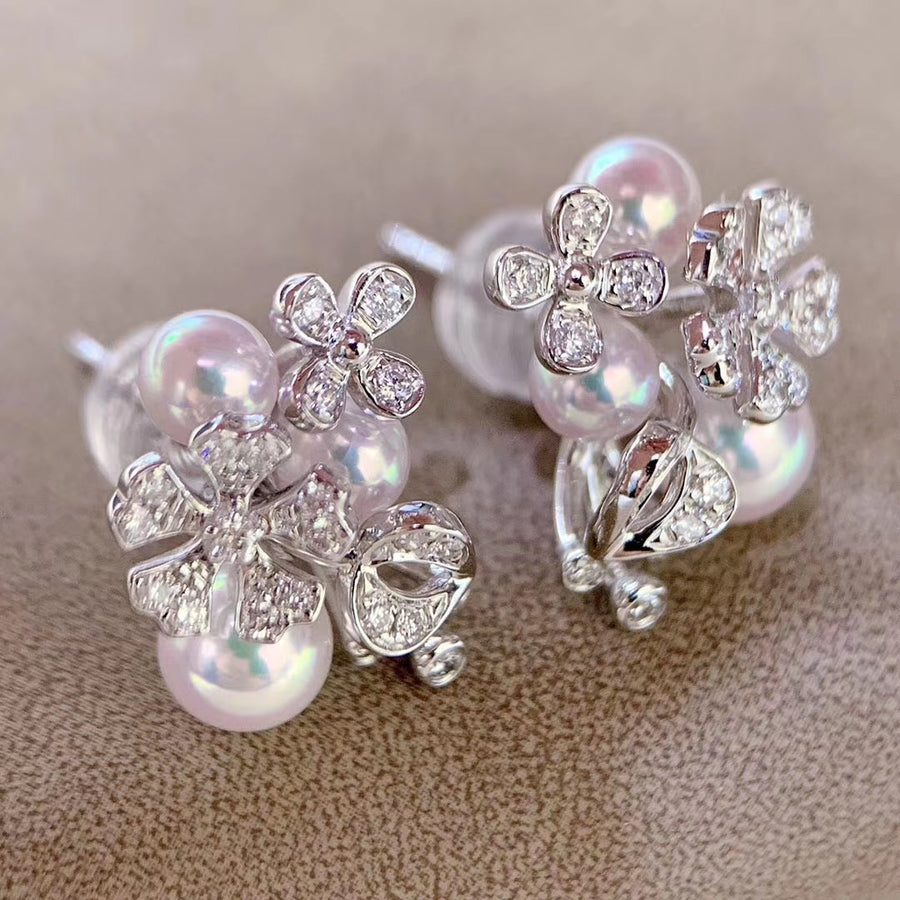 Diamond & Akoya pearl Ear Studs