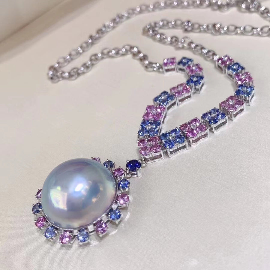 Diamond & MABE pearl Necklace