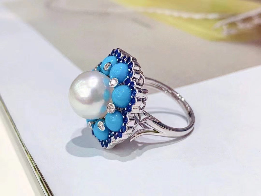 Turquoise & South Sea pearl Ring/Pendant