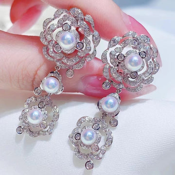 Diamond & Akoya pearl Earrings