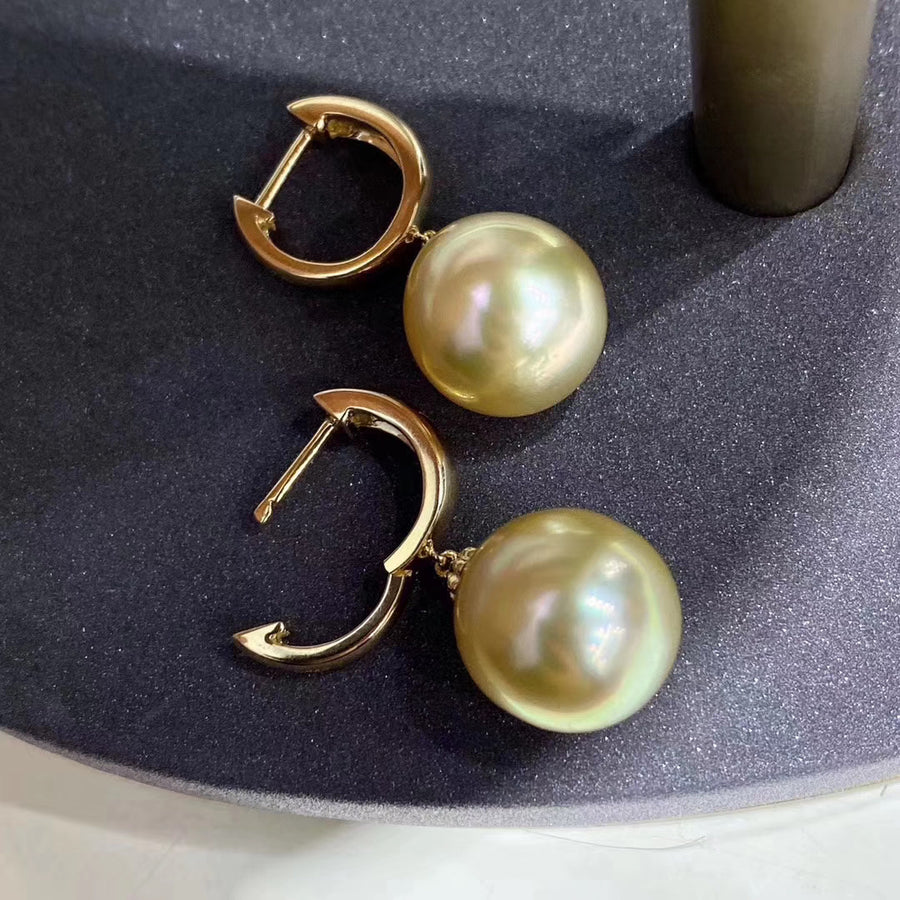 Golden south sea pearl earrings