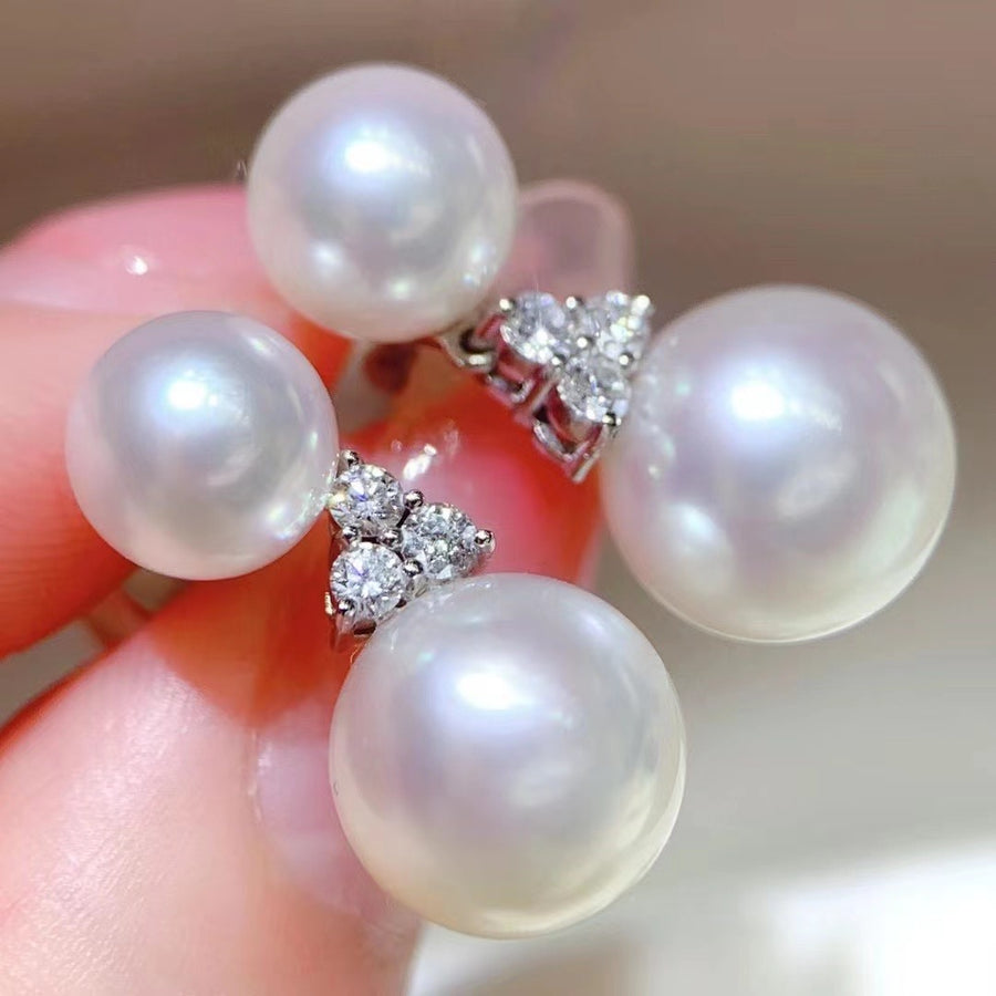 Diamond & Akoya pearl & South Sea pearl Earrings