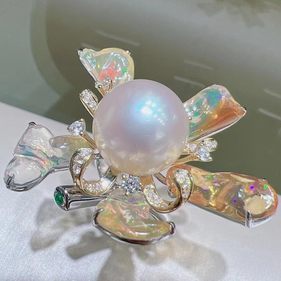 Opal and South sea pearl ring