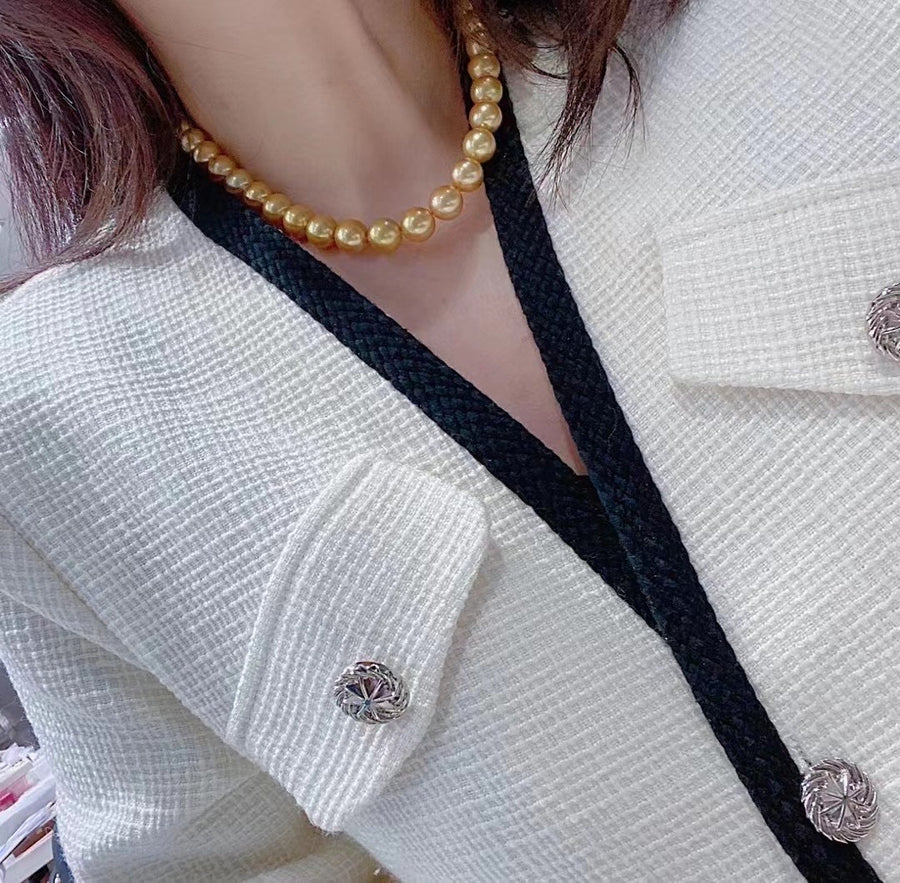GRANPEAL | 9.1-11.6mm Golden south sea pearl Necklace