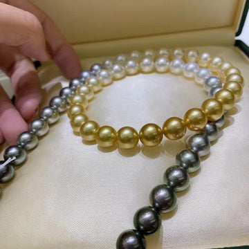 Four Season Colors | 9.7-10.4mm South Sea pearl & Tahitian pearl Necklace