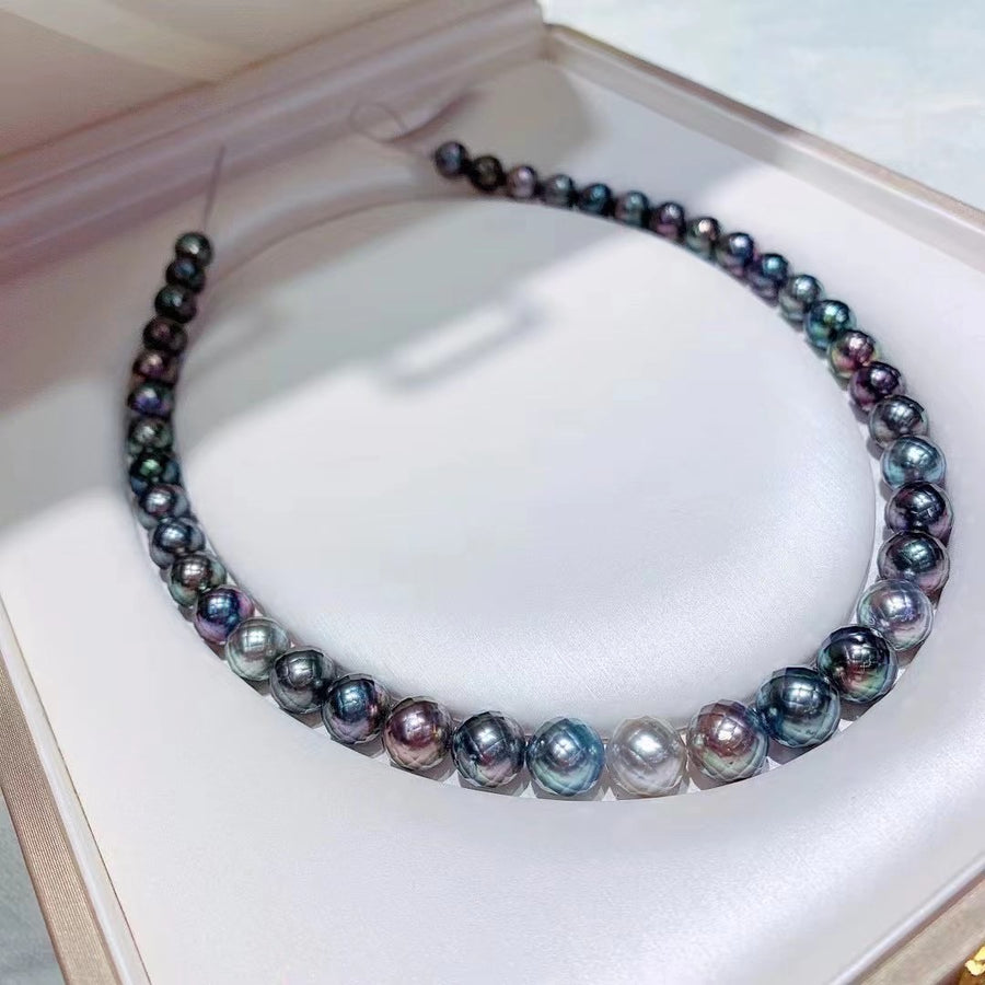 8.7-10.7mm Tahitian faceted pearl Necklace
