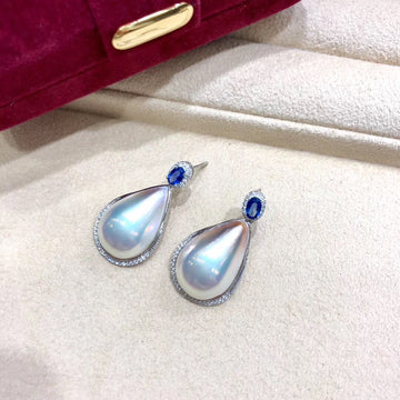 Sapphire and MABE pearl earrings 