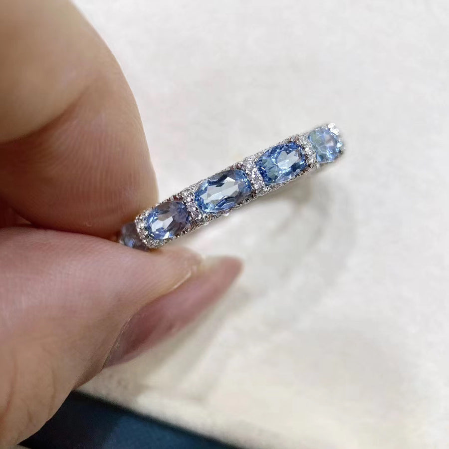 Diamond & Aquamarine Ring