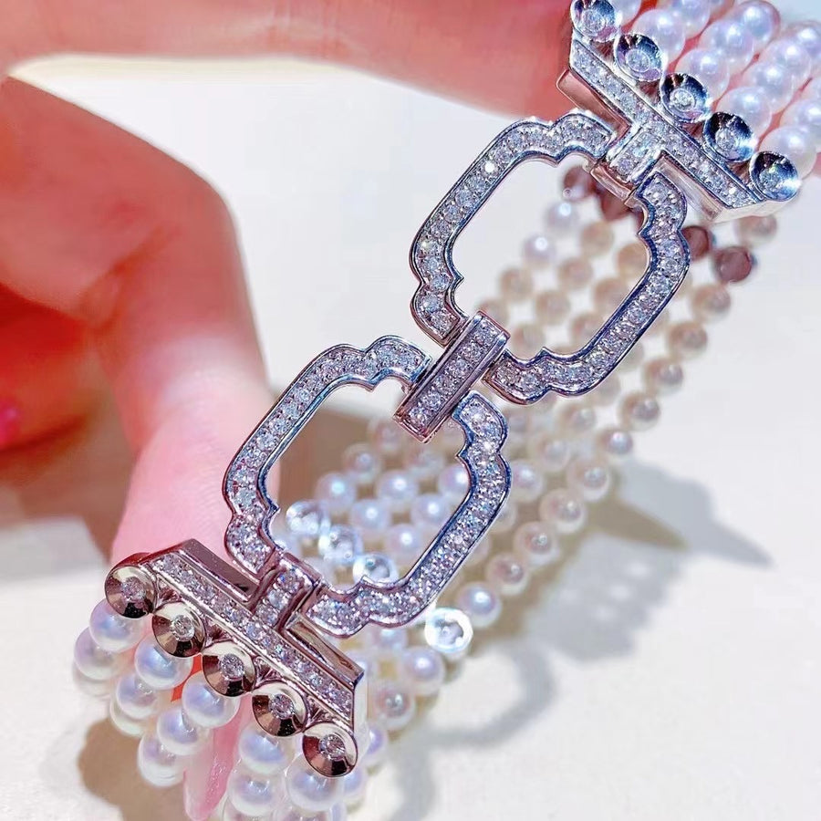Diamond & Akoya fresh water pearl Bracelet