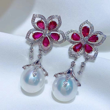 Ruby & South Sea pearl Earrings