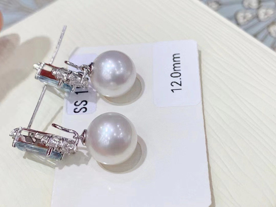 Venus | Aquamarine & South Sea pearl Earrings