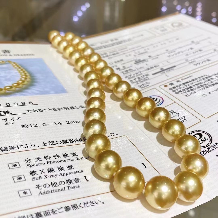 Chakin | 12-14.2mm Golden south sea pearl Necklace