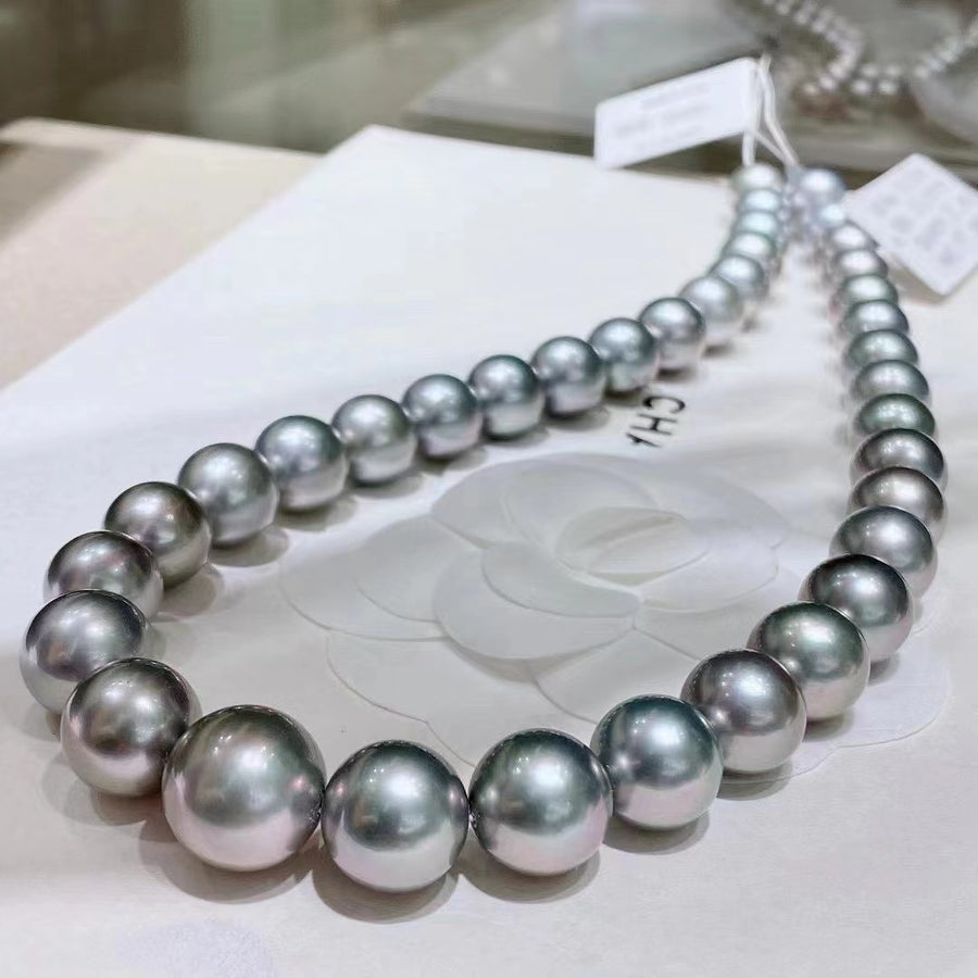Platinum Grey | 11.1-14.2MM Tahitian pearl Necklace