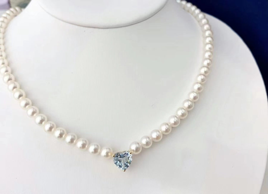 Aquamarine & Akoya pearl Necklace