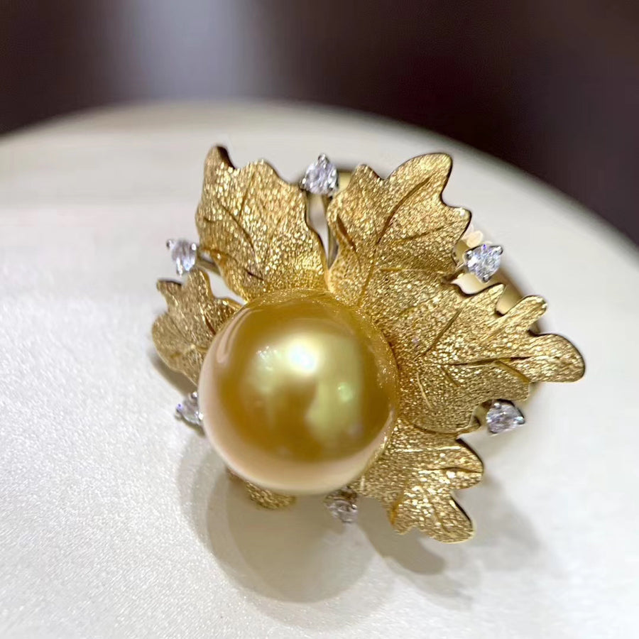 Intense Golden south sea pearl Ring
