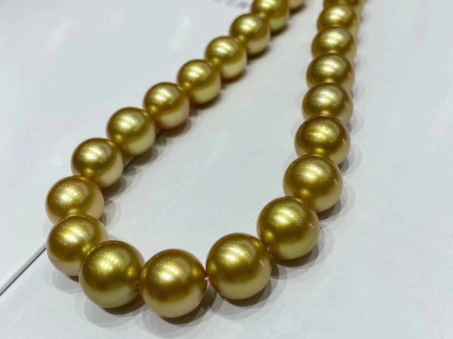 GRANPEAL | 9.1-11.6mm Golden south sea pearl Necklace