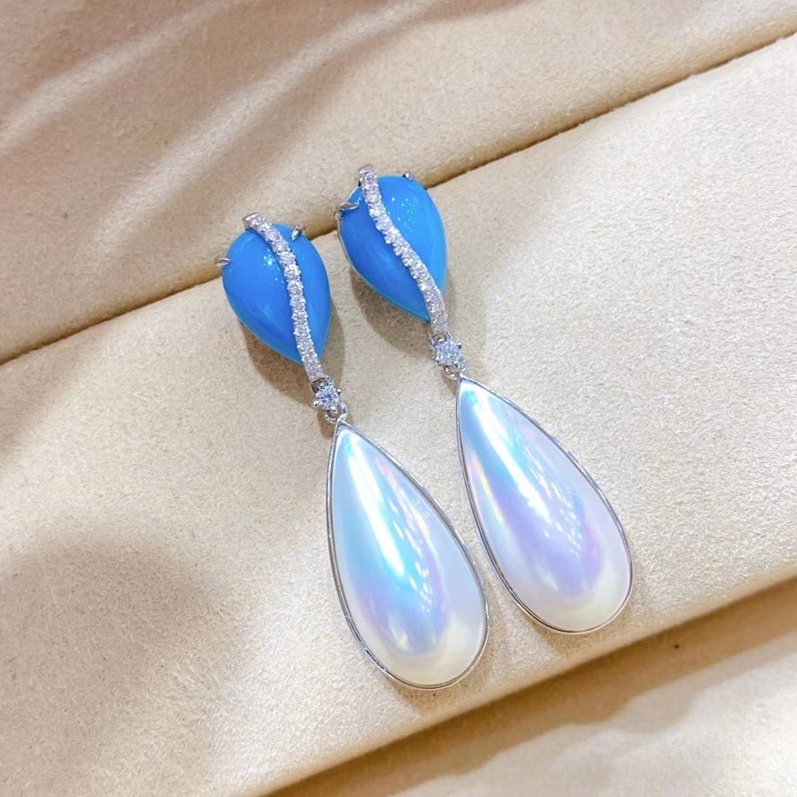 Turquoise & MABE pearl Earrings