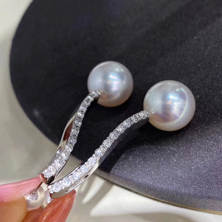 Diamond and South Sea pearl earrings