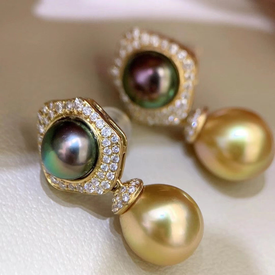 Tahitian pearl & South Sea pearl Earrings