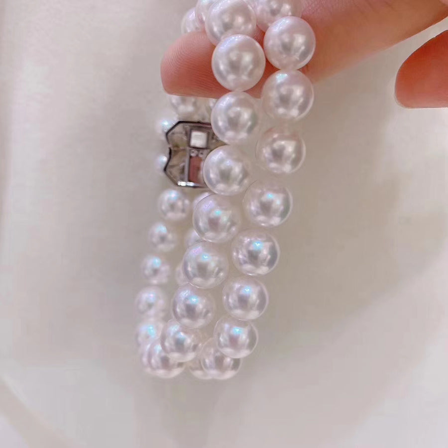Double layer Akoya pearl bracelet