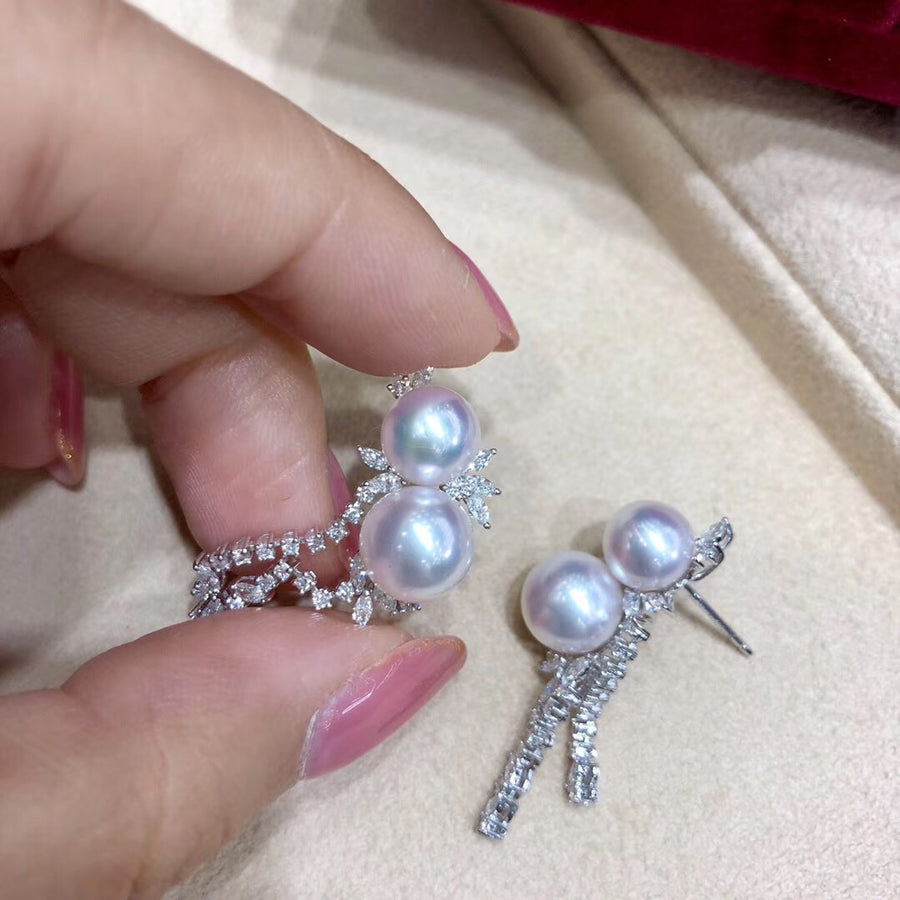 Diamond & Akoya Pearl Earrings 