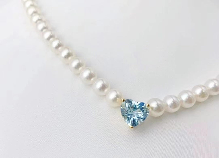Aquamarine & Akoya pearl Necklace