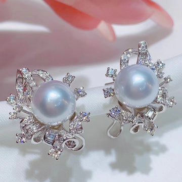 Diamond & South Sea pearl Ear Studs