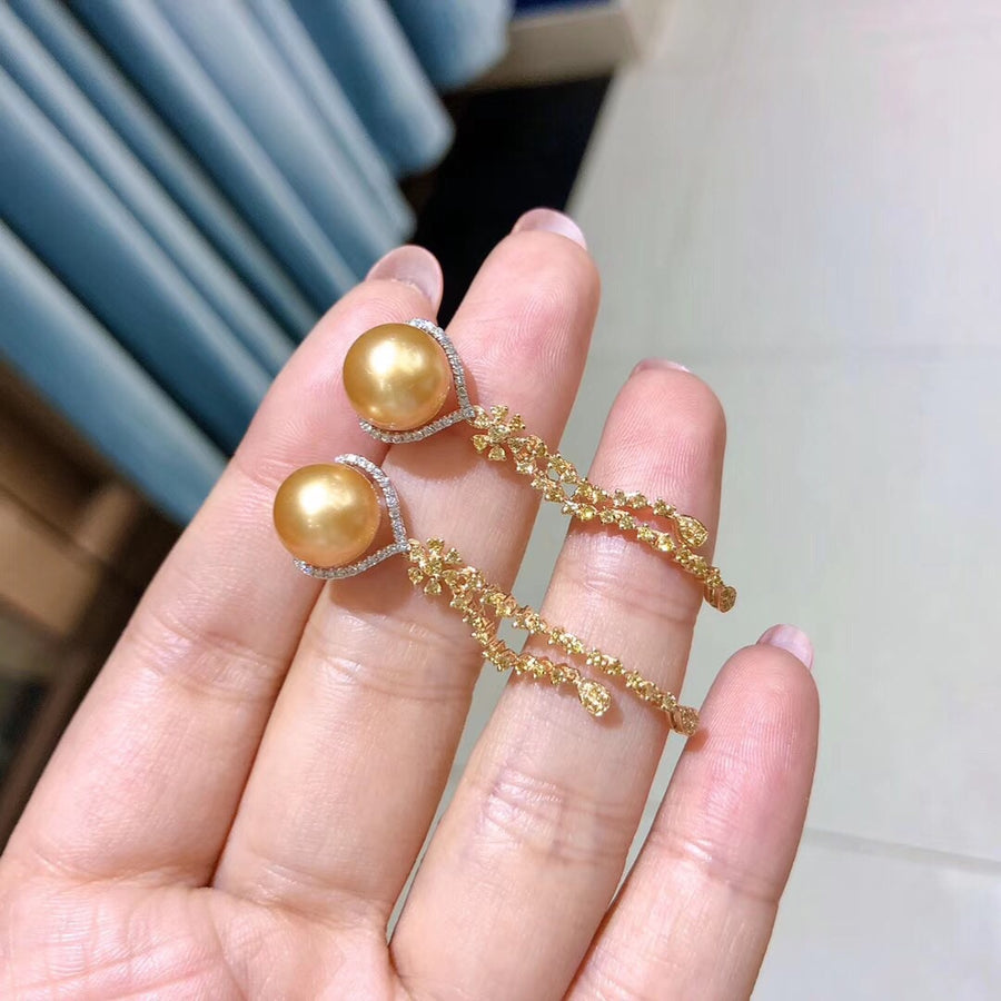 Golden South Sea Pearl tassel earrings